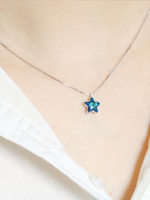 Dan 925 Sterling Silver With Cubic Zirconia Simplistic Star Necklaces 1