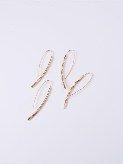 GROSE Titanium With Gold Plated Simplistic Chain Hook Earrings 4