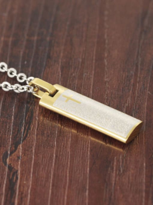 gold Personalized Cross Scriptures Titanium Necklace