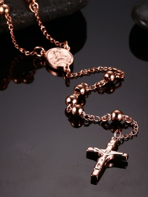 CONG Exquisite Rose Gold Plated Cross Shaped Sweater Chain 1
