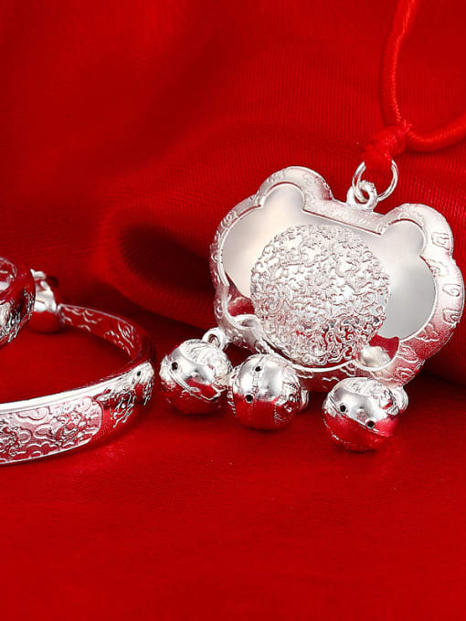 JIUQIAN Ethnic style 999 Silver Little Bells Children Two Pieces Jewelry Set 1