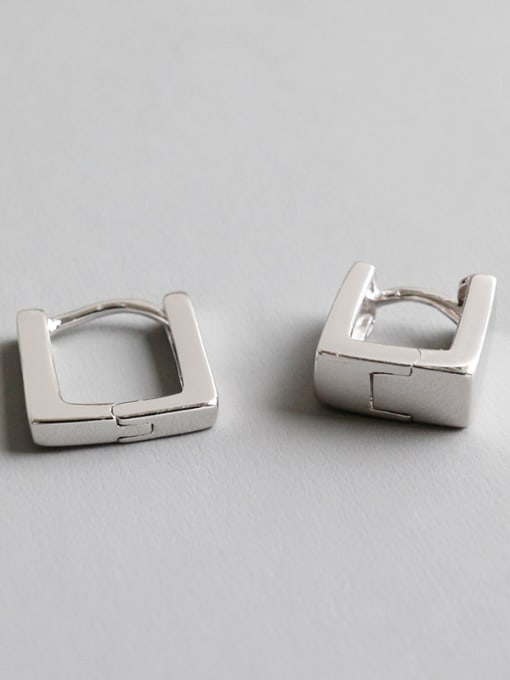 DAKA 925 Sterling Silver With Platinum Plated Personality Square Clip On Earrings
