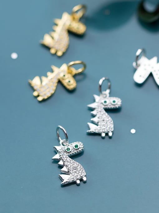 FAN 925 Sterling Silver With Cubic Zirconia Personality Animal  Dinosaur Charms 2
