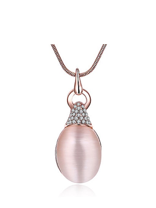 OUXI Fashion Oval Stone Zircon Necklace