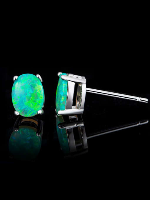 UNIENO Green Opal Stone stud Earring 0