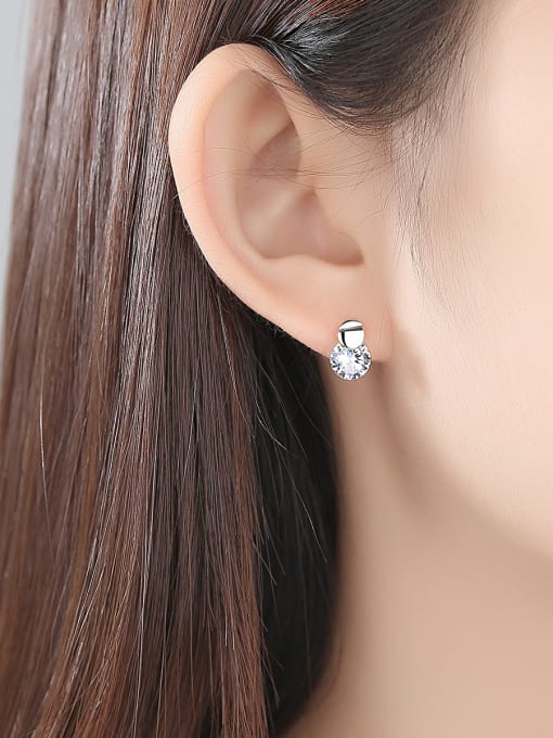 CCUI 925 Sterling Silver Withd Cute Round  Crystal Stud Earrings 1