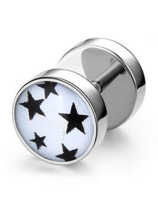 Stars Stainless Steel With Silver Plated Trendy Geometric umbbell Stud Earrings