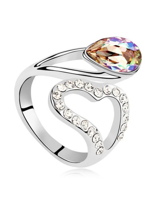 multi-color Fashion Cubic Water Drop austrian Crystals Alloy Ring