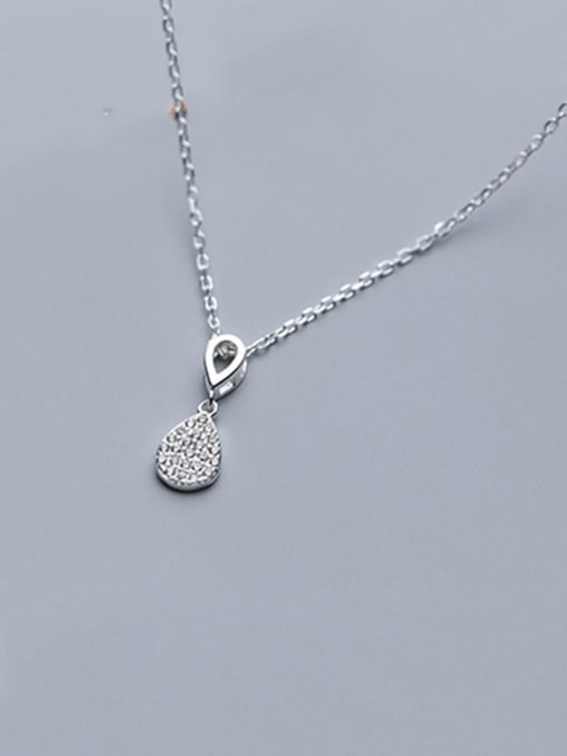 Rosh 925 Sterling Silver With  Cubic Zirconia  Simplistic Water Drop Necklaces 4