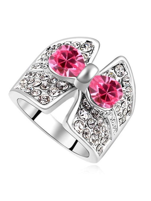 pink Personalized Cubic austrian Crystals Bowknot Alloy Ring