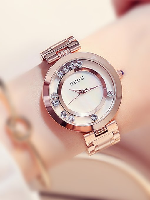 White 1 GUOU Brand Fashion Numberless Watch