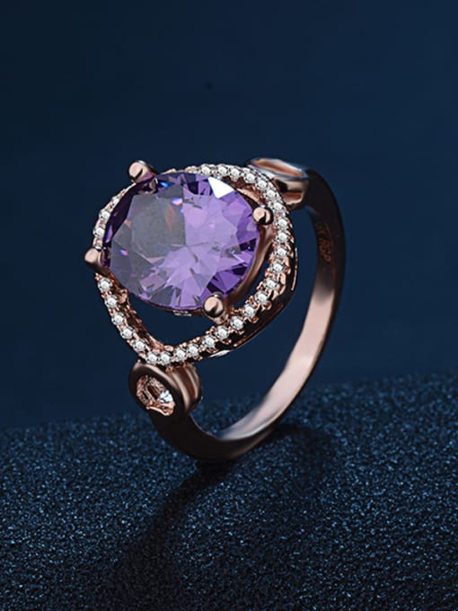 KENYON Exaggerated Purple Zircon Rose Gold Plated Copper Ring 1