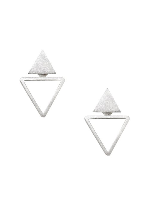 DAKA Fashion Personalized Double Triangle Silver Stud Earrings 0