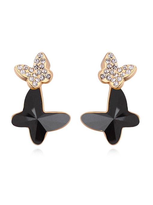 Black Fashion Butterfly austrian Crystal Alloy Stud Earrings