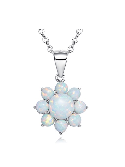 CEIDAI Fashion Opal stones Flowery 925 Silver Pendant 0