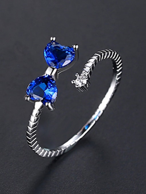 platinum blue Copper With Platinum Plated Simplistic Bowknot Free Size  Rings