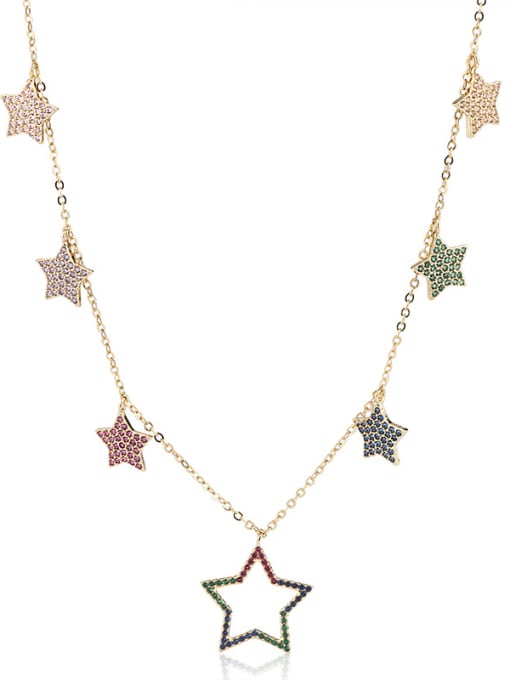 gold Copper With Rhinestone Fashion Star Beaded Necklaces