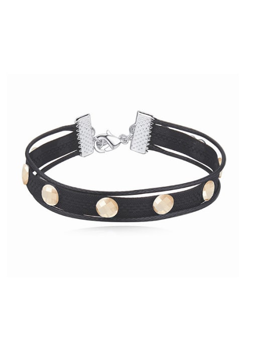 gold Personalized Black Band Cubic austrian Crystals Alloy Bracelet