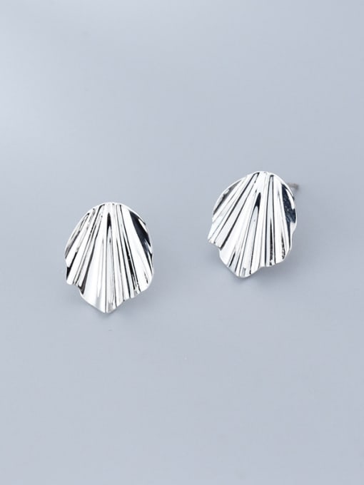 Rosh 925 Sterling Silver With White Platinum Plated Simplistic Irregular Stud Earrings