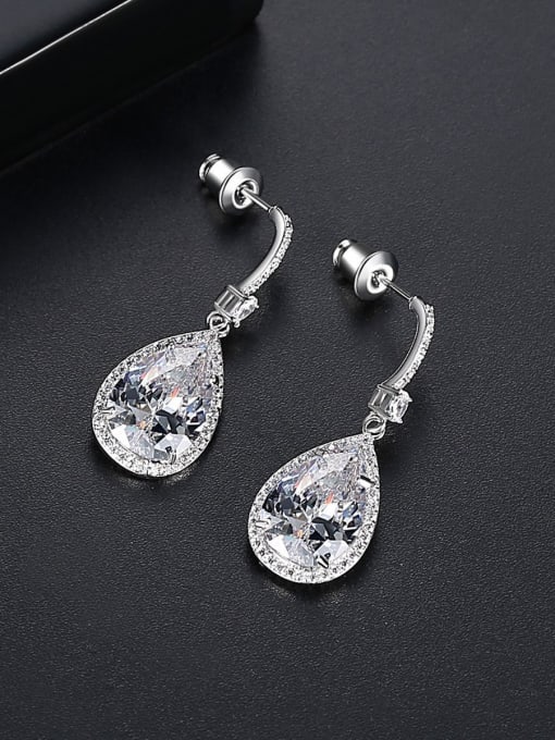 BLING SU Copper With Platinum Plated Simplistic Water Drop Drop Earrings 1