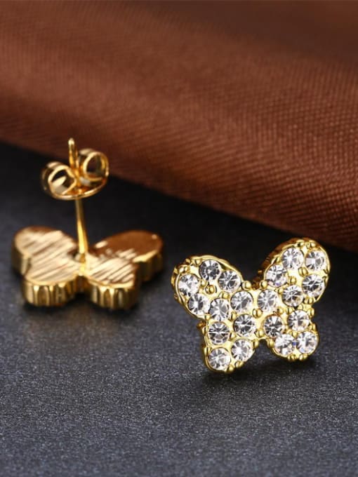 OUXI 18K Gold Butterfly Shaped Zircon stud Earring 1