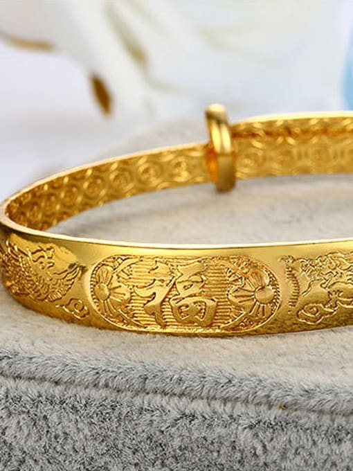 XP Copper Alloy 24K Gold Plated Classical Stamp Bangle 1