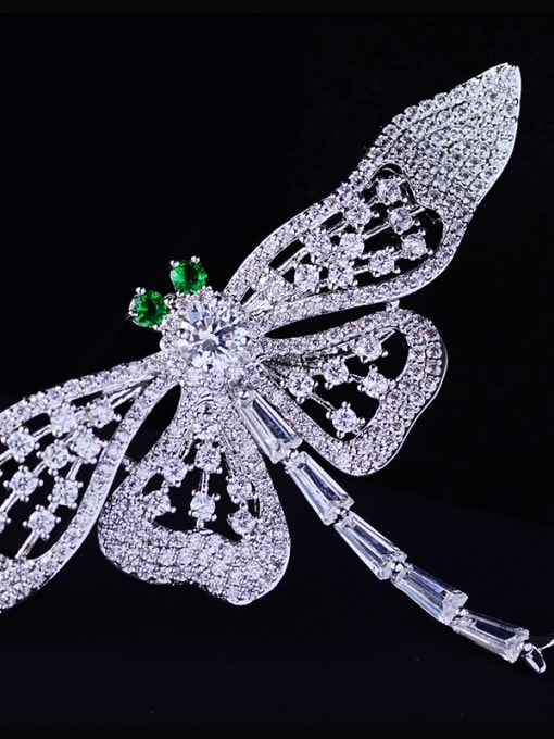 Hua Copper With Cubic Zirconia Cute Insect Dragonfly Brooches 1