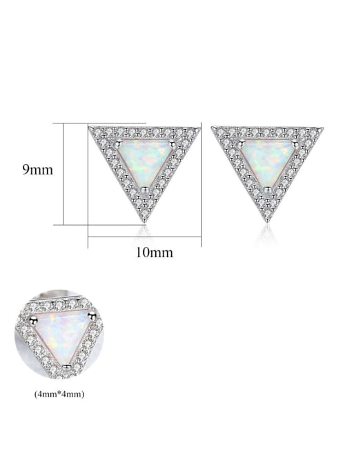 CCUI 925 Sterling Silver With Opal Simplistic Triangle Stud Earrings 4