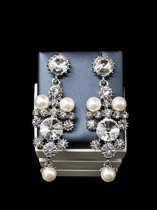 Lan Fu Pearl Glass Rhinestones Two Pieces Jewelry Set 2