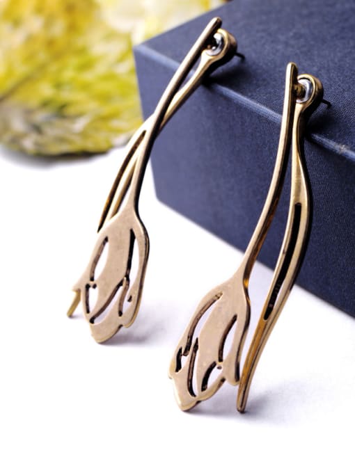 KM Hollow Leaves Shaped  Hook drop earring 1