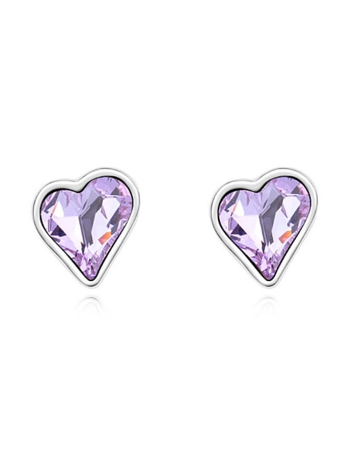 QIANZI Simple Heart austrian Crystal Alloy Stud Earrings 0