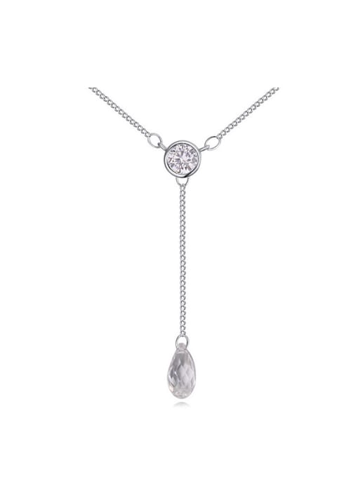 QIANZI Simple White austrian Crystals Alloy Necklace 0
