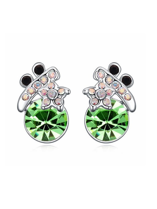green Personaliezd Cubic austrian Crystals Alloy Stud Earrings