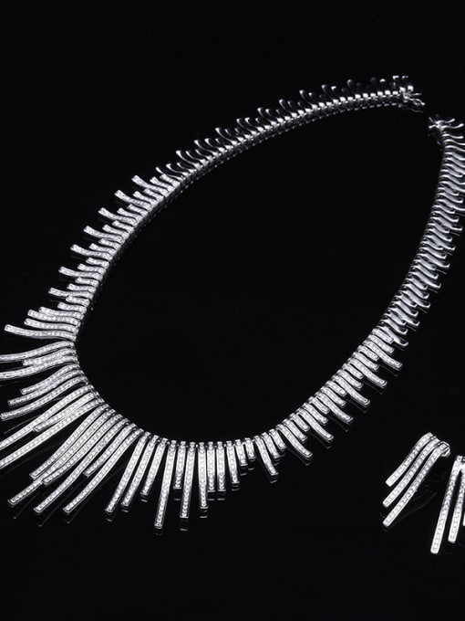 Luxu New Original Zircon Bride's Wedding Necklace Earring Jewellry Suit 3