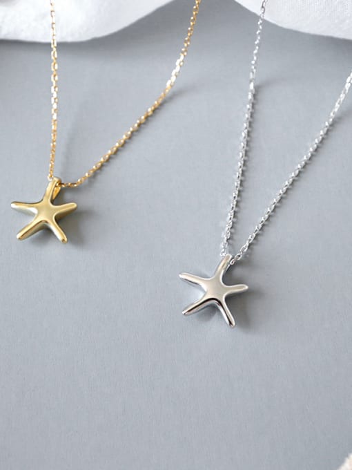 DAKA Sterling Silver simple starfish silver gold necklace two color optional 2
