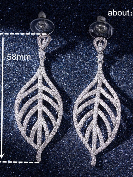 MATCH Copper With Cubic Zirconia Exaggerated Leaf Cluster Earrings 3