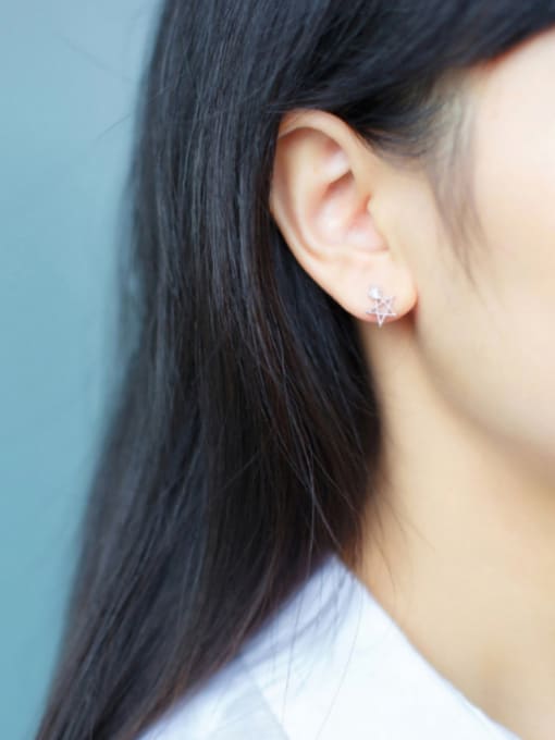 Rosh S925 Silver Korea Fashion Zircon Star Stud cuff earring 1