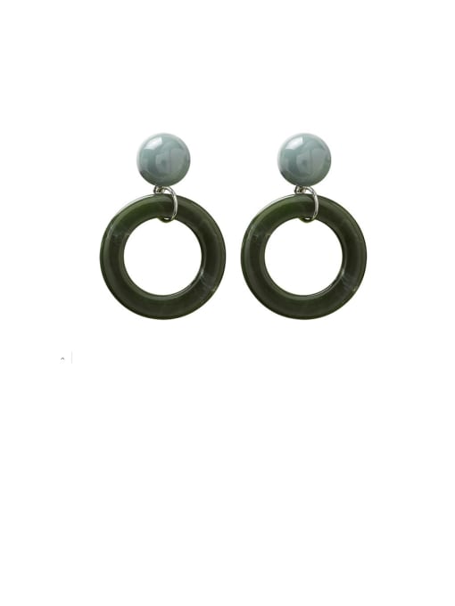 D Circle Alloy With Platinum Plated Simplistic Square Drop Earrings