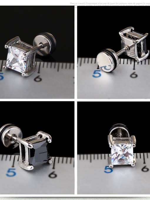 BSL Stainless Steel With Fashion Square Stud Earrings 0