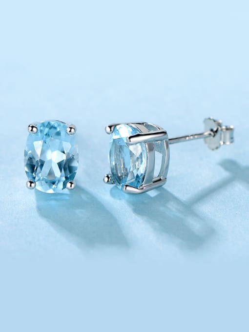 UNIENO Sky Blue Zircon stud Earring 0