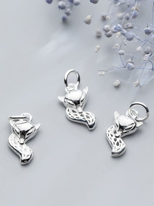 FAN 925 Sterling Silver With Silver Plated Cute fox Charms 2