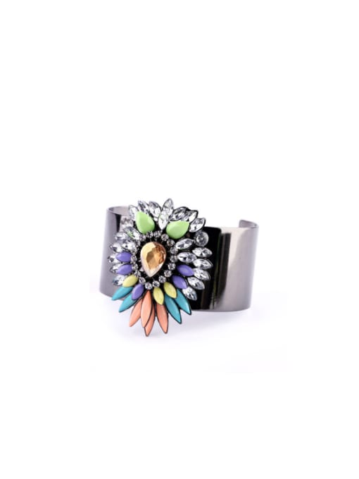 KM Colorful Flower Alloy Opening Bangle 2