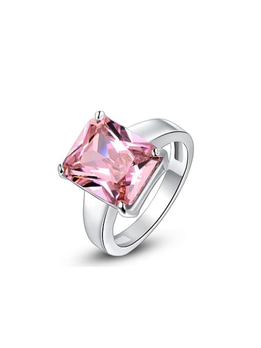 Ronaldo Pink Square Shaped Swiss Zircon Ring