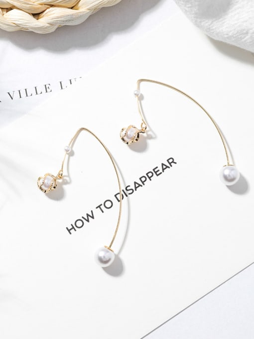 4# Alloy With Gold Plated Fashion Metal Ball Imitation Pearl Drop Earrings