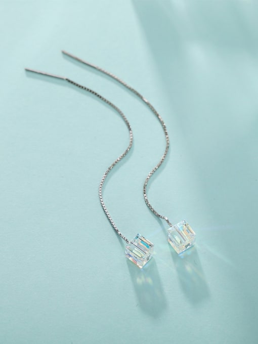 OUXI Simple Cubic Crystal Line Earrings 2