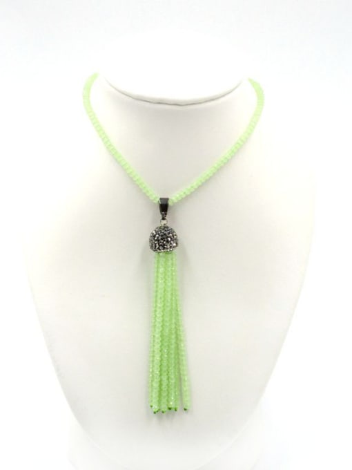 Green Fashion Tassels Natural Crystal Beads Sweater Chain