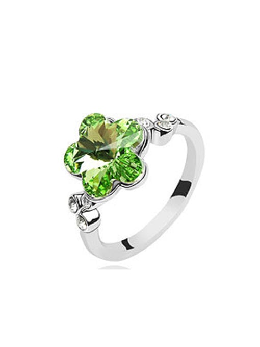 green Simple Flowery austrian Crystal Alloy Ring