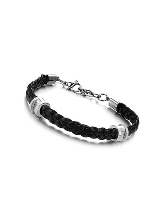 Open Sky Simple Movable Beads Artificial Leather Bracelet