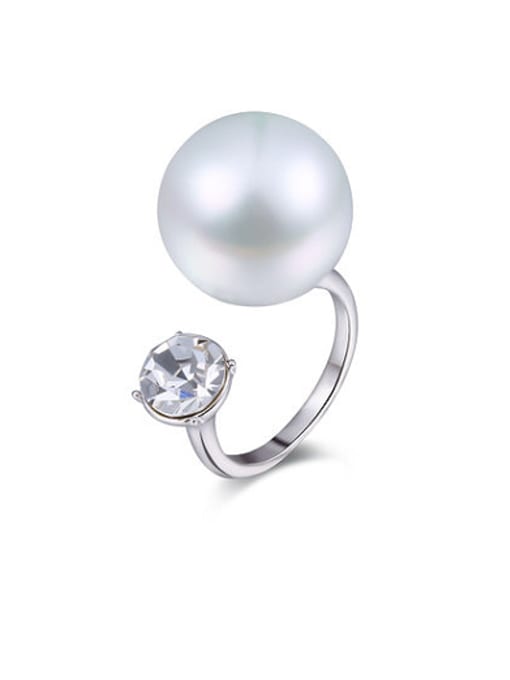 Ronaldo Elegant Open Design Artificial Pearl Ring 0