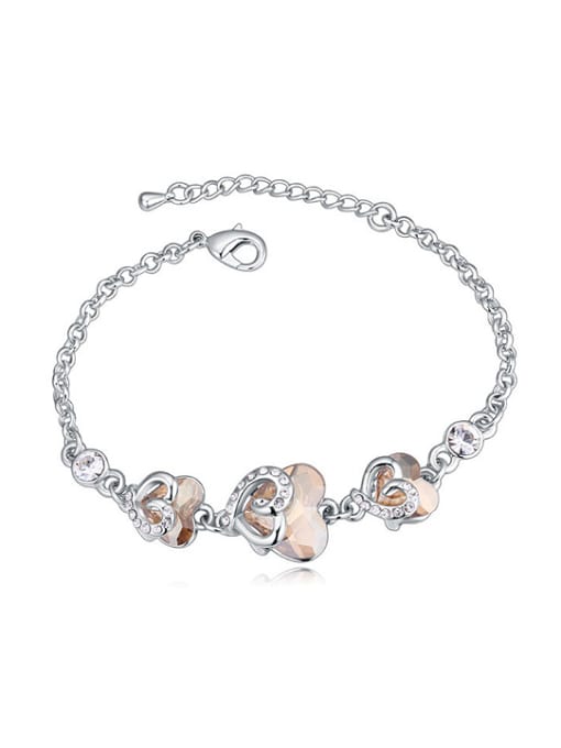 QIANZI Simple Heart austrian Crystals Alloy Bracelet 1